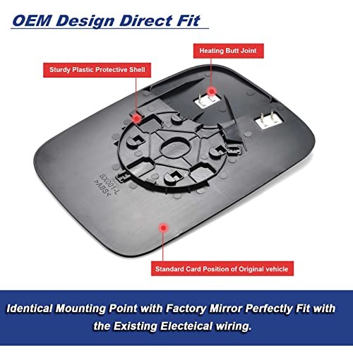 Heated Mirror Glass Left Driver Side Compatible with Dodge Ram Driver Left Side
