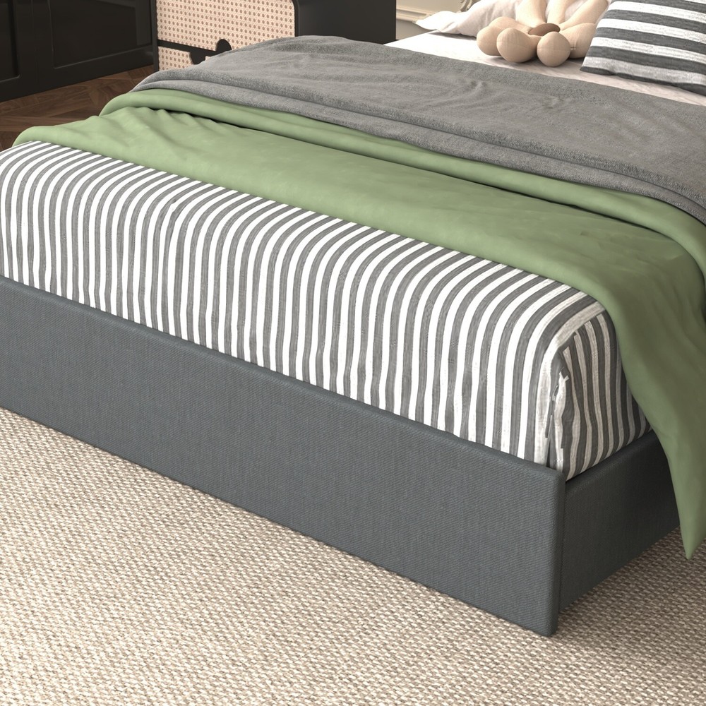 Full/Queen Size LED Bed Frame Upholstered Platform Bed w/ 4 Drawer & Headboard
