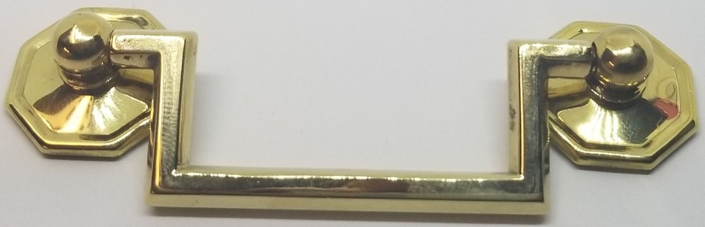 MEDIUM BRIGHT BRASS 3" Centers Colonial Revival Drawer Pull Square Handles KNOB