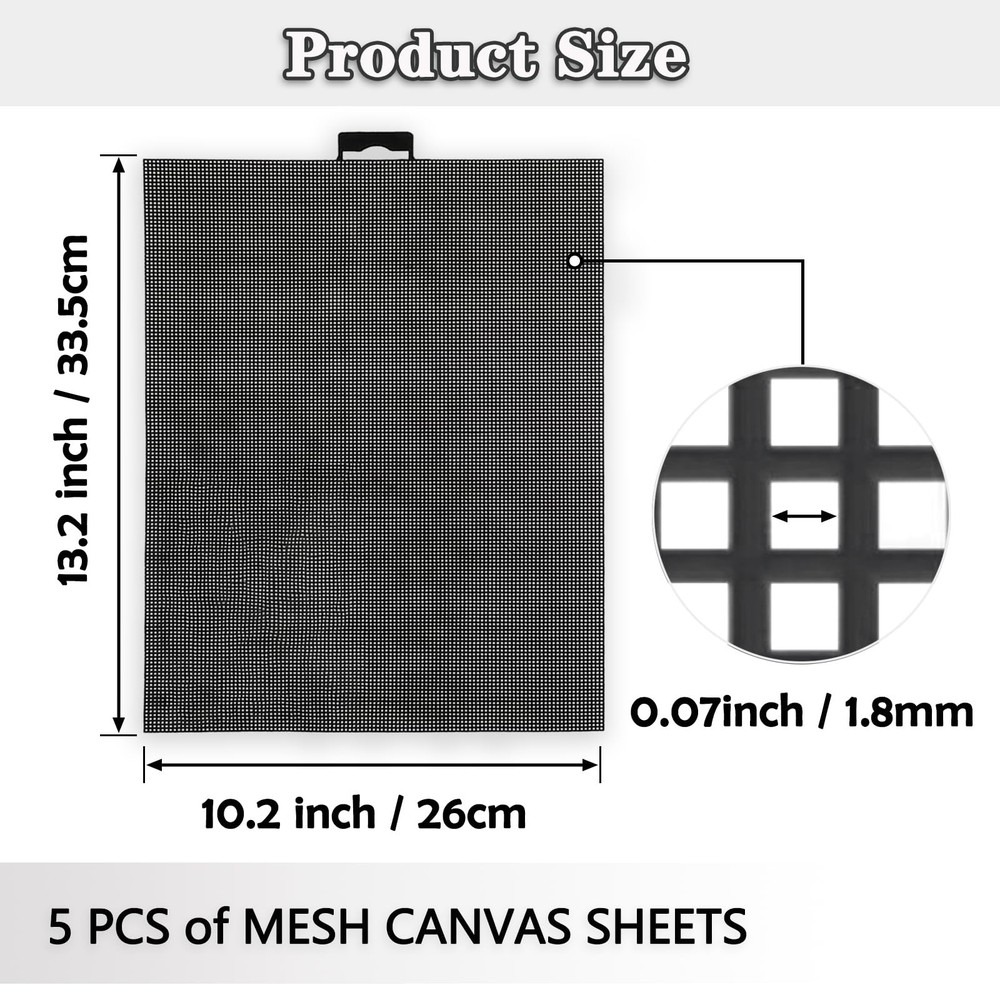 Plastic Mesh Canvas Sheets 5 Pieces 7 Count Mesh Canvas Sheets For Embroidery