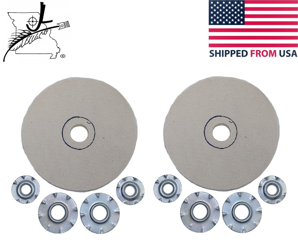 2x 6" Loose 100% Cotton Buffing Wheels & 1/2" 3/4" Washers, Buff Cutting Polish