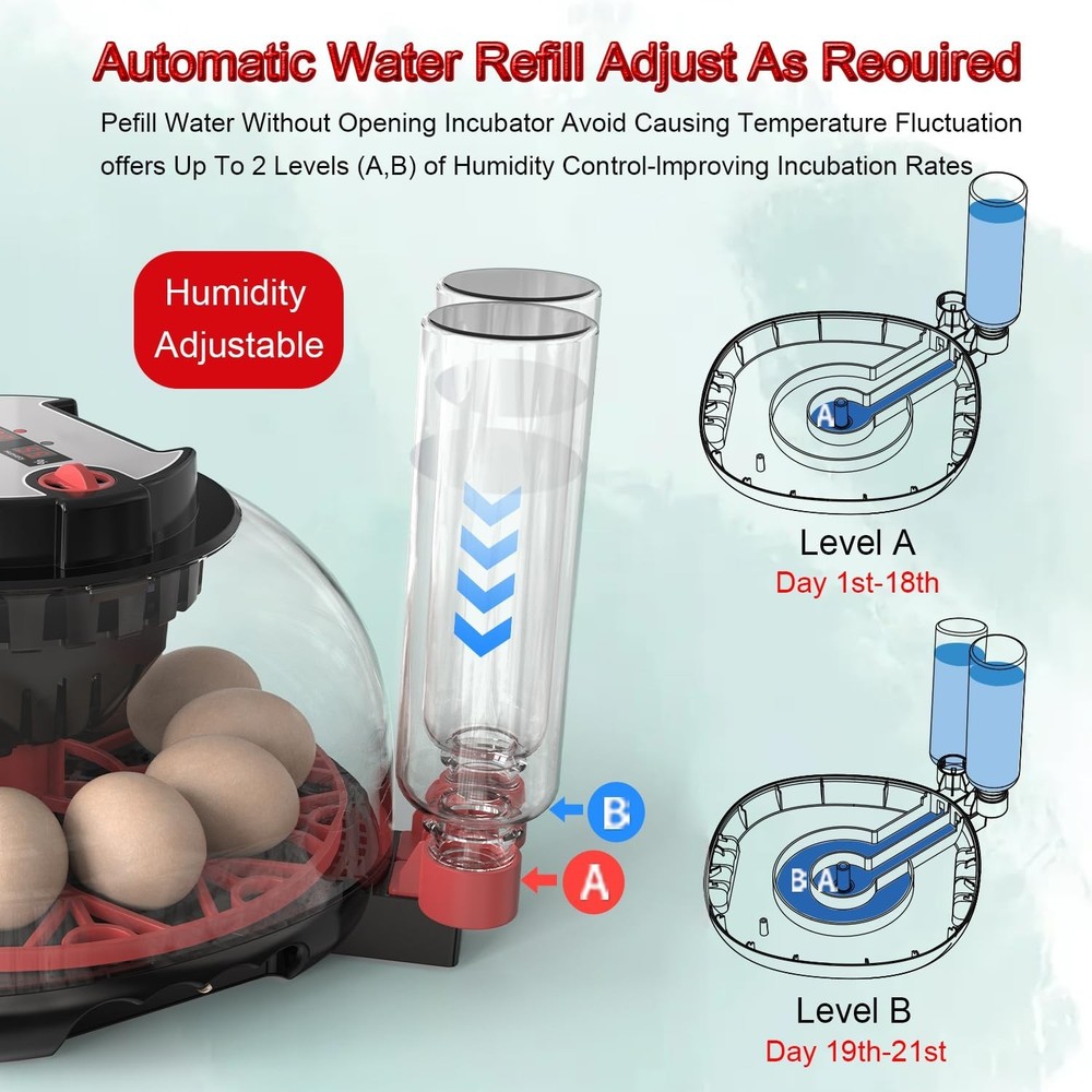 Incubators for Hatching Eggs, 12 Egg Incubator with Automatic Egg Turning and...