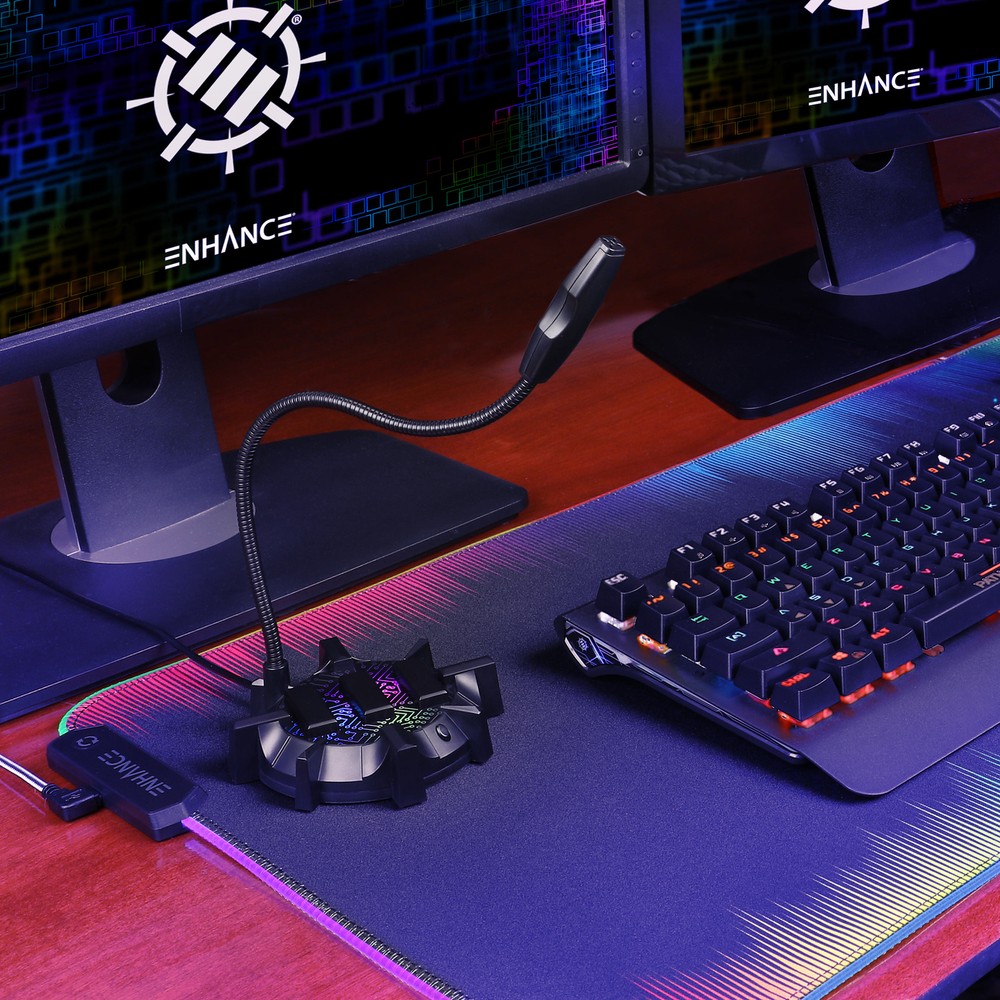 ENHANCE Microphone for PC with USB Plug, Mute Button Compatible with PC, PS5