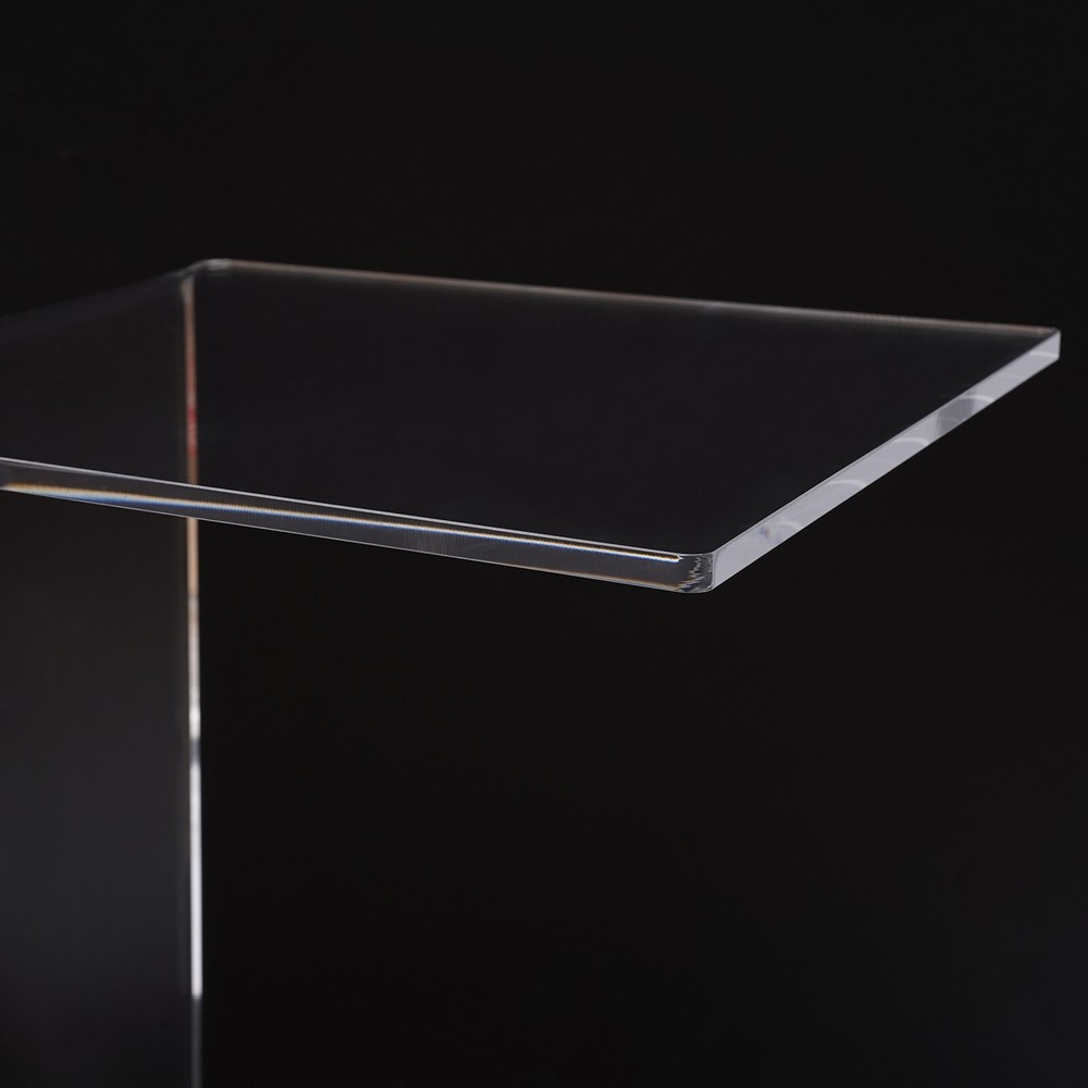 Clear Acrylic Sofa Side Table Transparent C Shaped End Table with Rollers