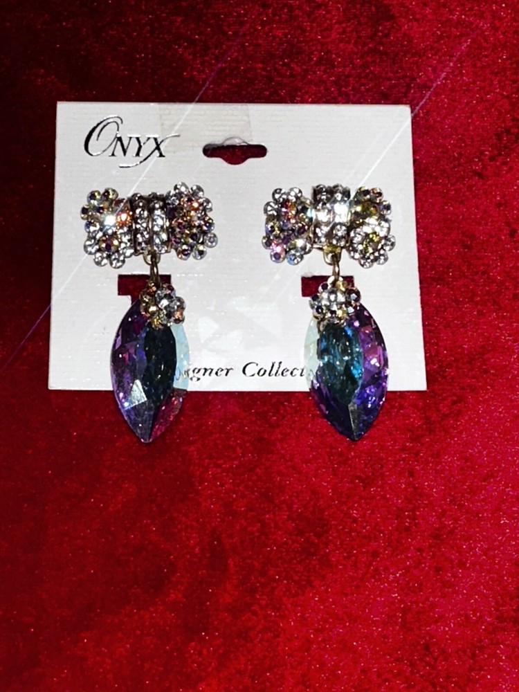 Onyx Designer Dangle Rhinestone Earrings