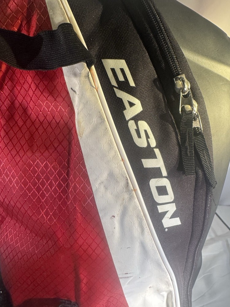 Easton Baseball Backpack Red And Black With Hard Shell Front Two Bat Pockets