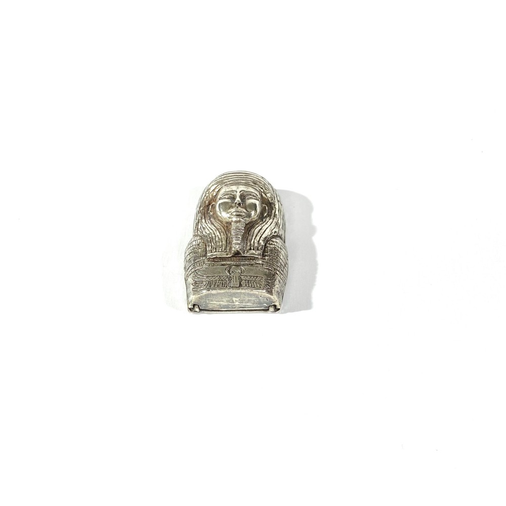 Vintage Heavy Solid Silver Sarcophagus shape Pill Box