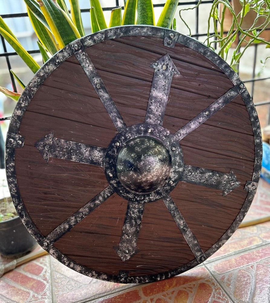 Medieval Viking Shield 24" – Authentic Round Design in Brown-Black pattern