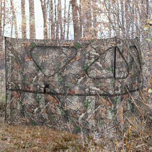 2 Panel Stakeout Hunting Blind, See Through Ground Blind with 3 Shoot 2-Panel