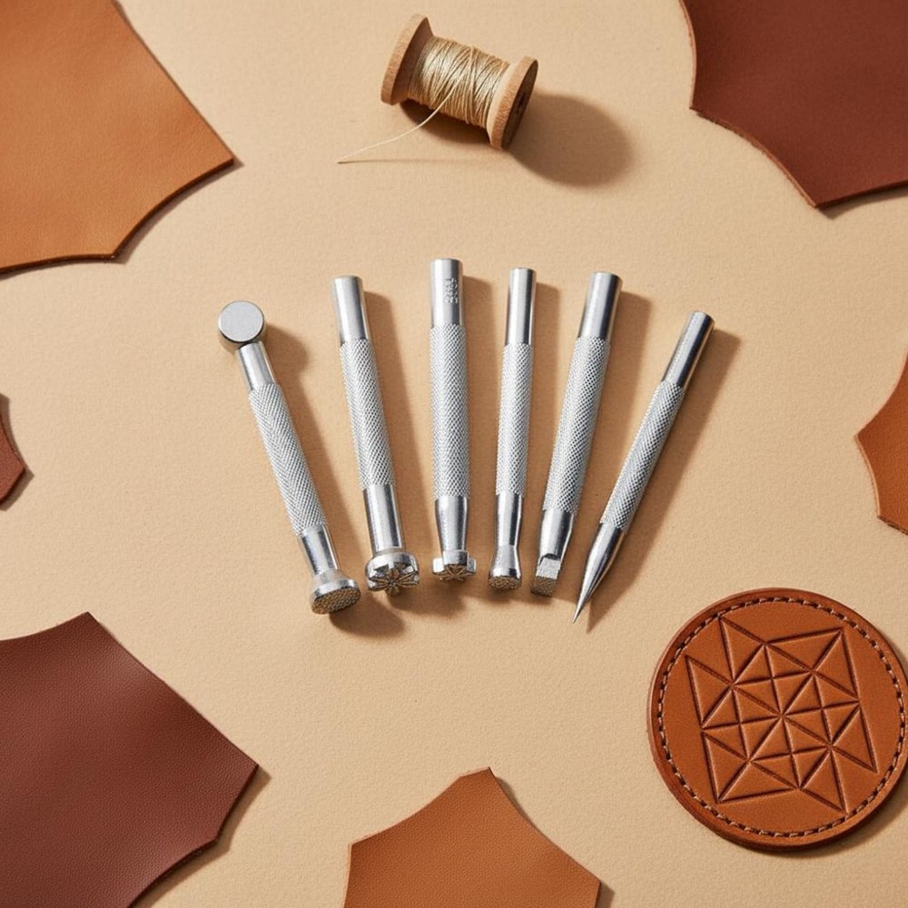 6 Pieces Leathercraft Stamping Tools Clear Designs Saddle Making Stamp Tools