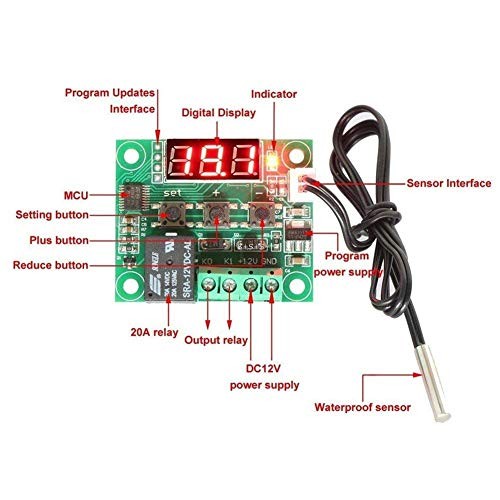2pcs W1209 12V DC Digital Temperature Controller Board Micro Digital NO Case
