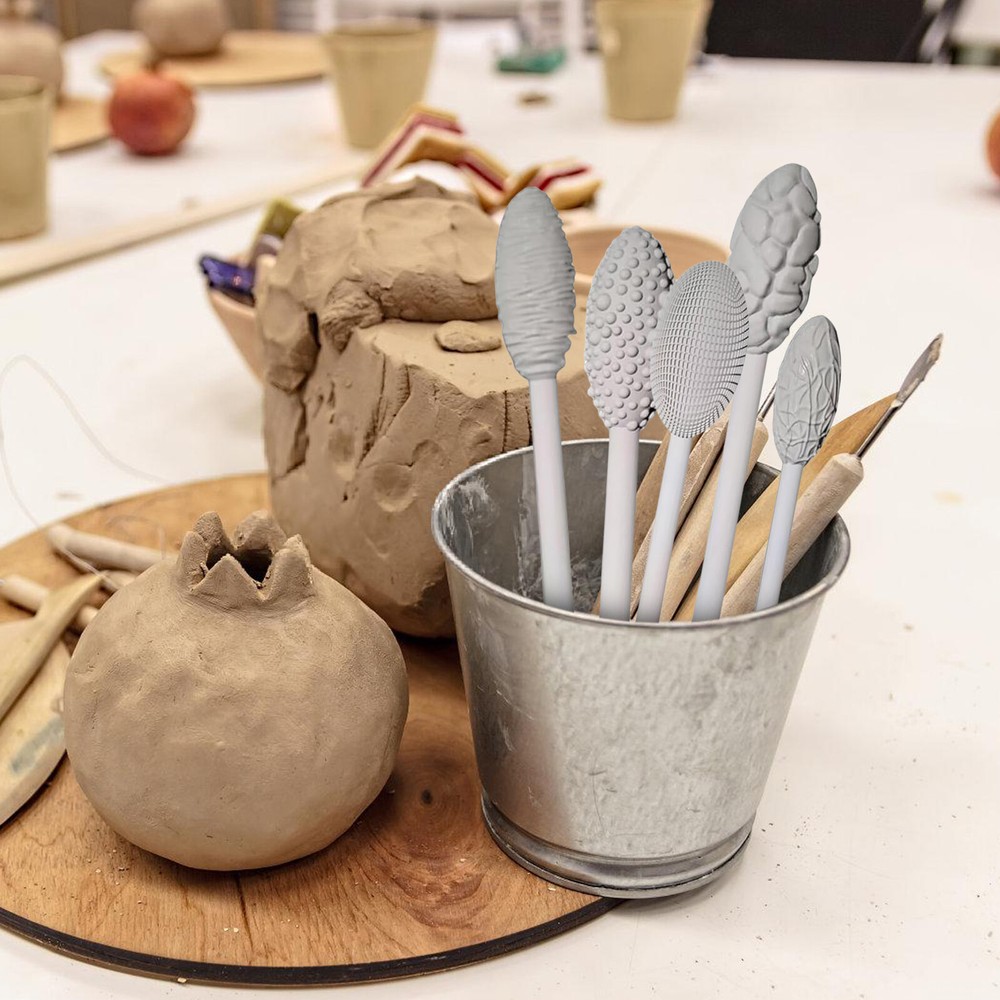 5pcs Texture Tool Sets For Clay Art Double-Ended Pottery Roller Sculpting Kit