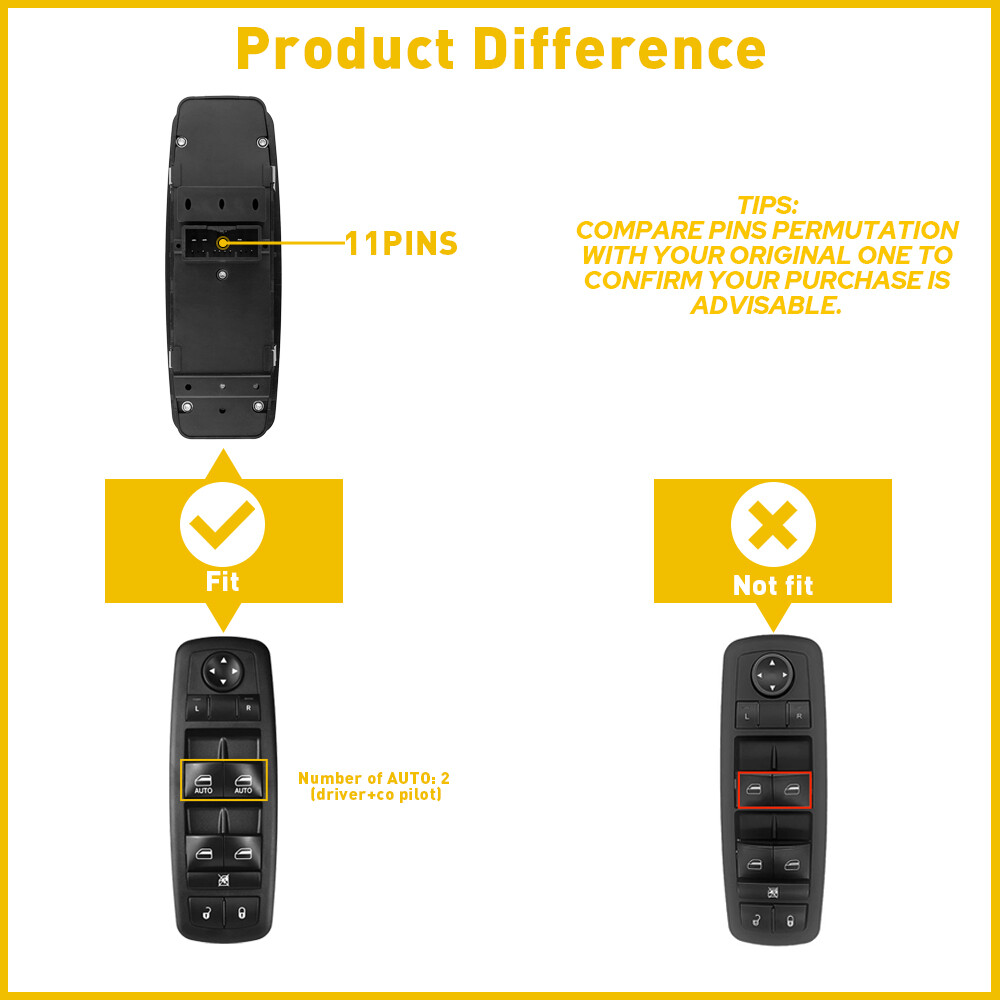 Driver Side Door Window Switch Panel Control For 2017 2018-19 Chrysler Pacifica