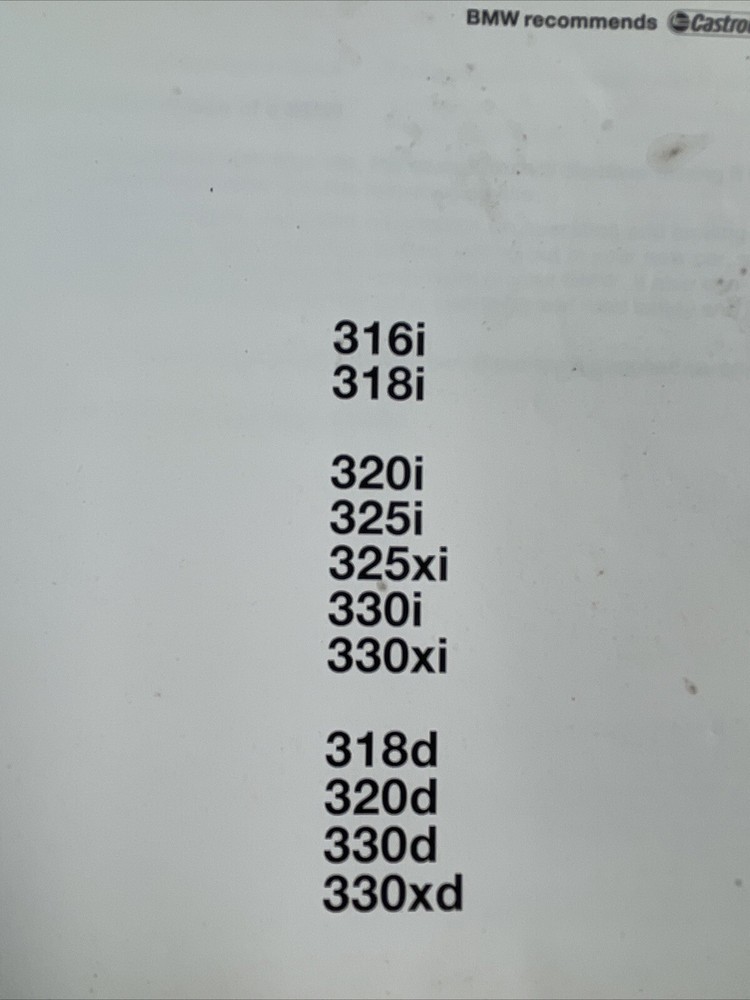 Genuine Bmw 3 Series Owners Manual