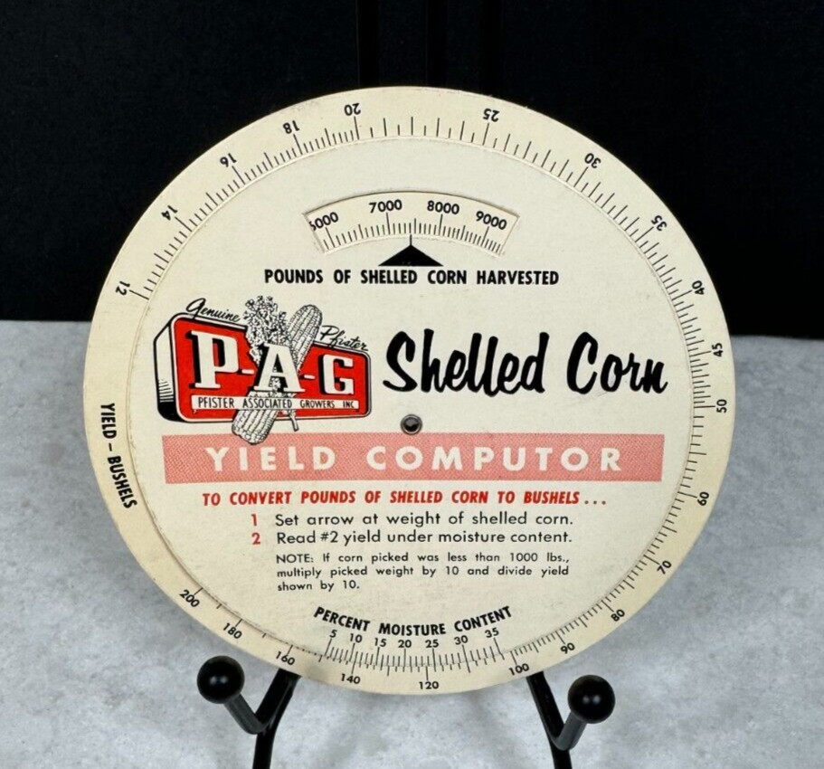 Vintage P.A.G. Pfister Shelled Corn Yield Computor