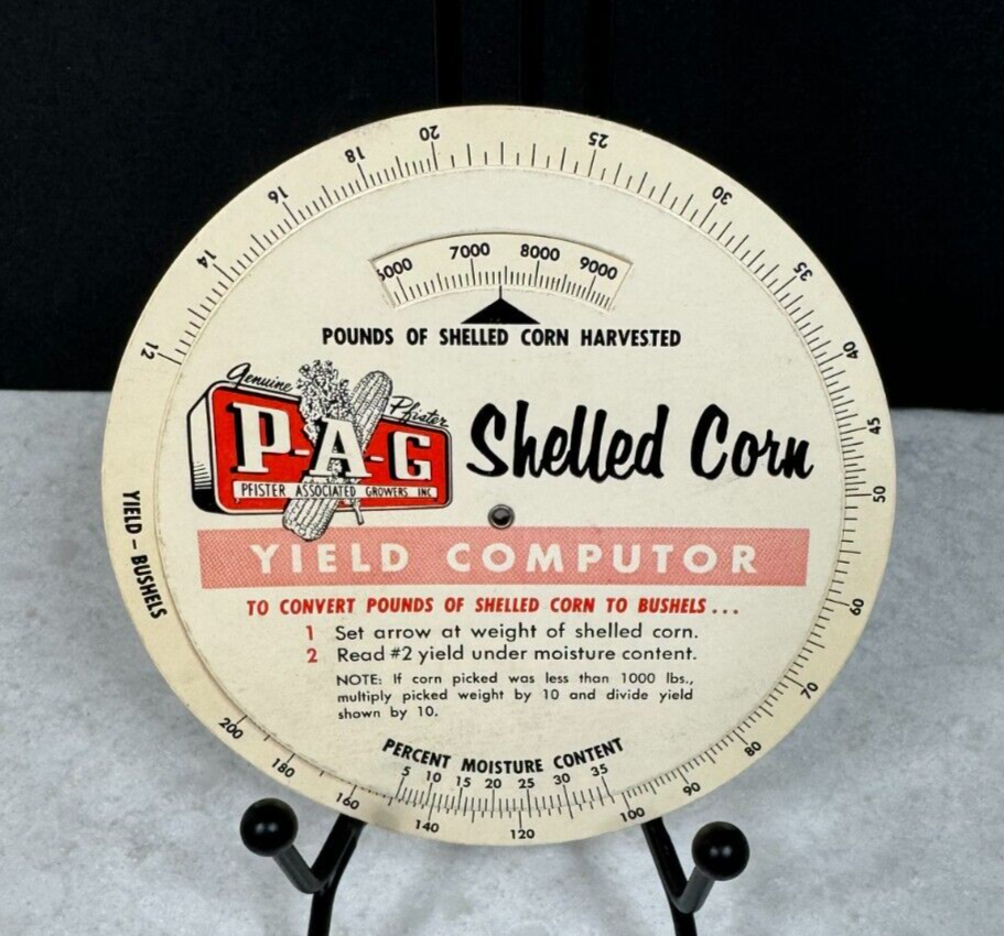 Vintage P.A.G. Pfister Shelled Corn Yield Computor