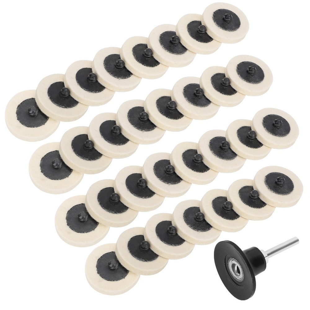 30x 2 Inch Compressed Wool Fabric Sanding Discs Buffer Pad Holder w/ 1/4" Shank