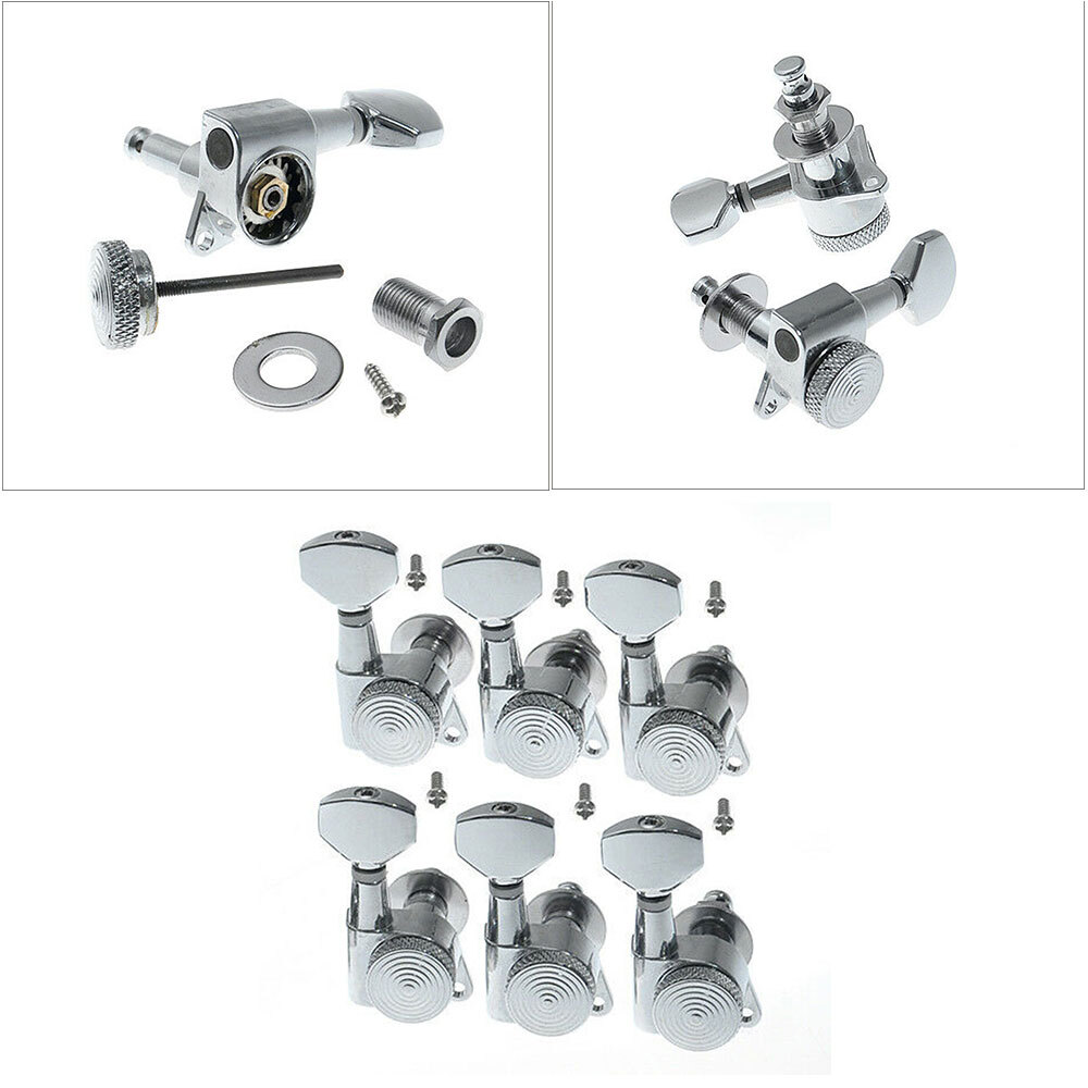 6R Guitar String Inline Tuning Pegs Locking Tuners Keys Machine Heads Chrome