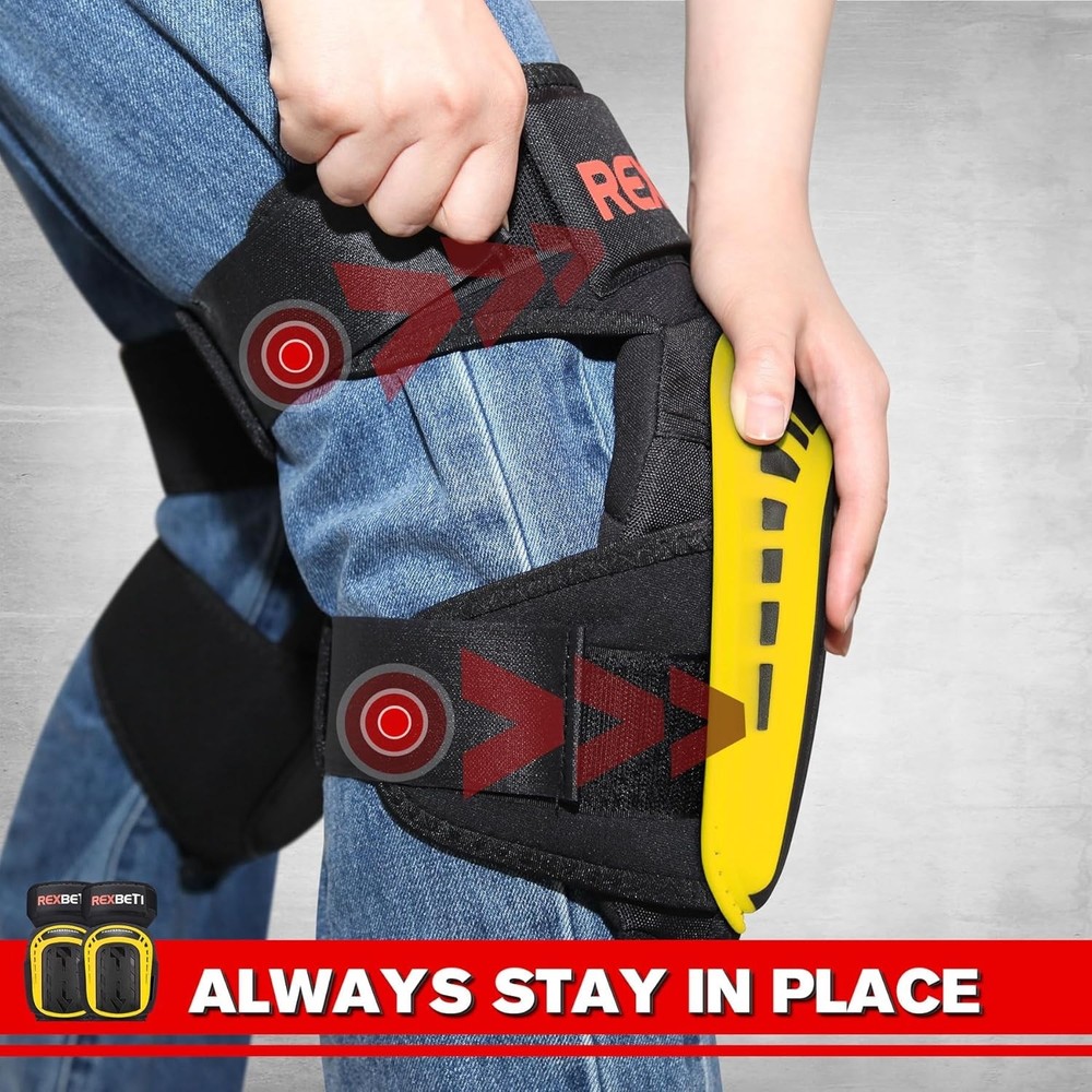 REXBETI Knee Pads for Work, Construction, Original, Yellow