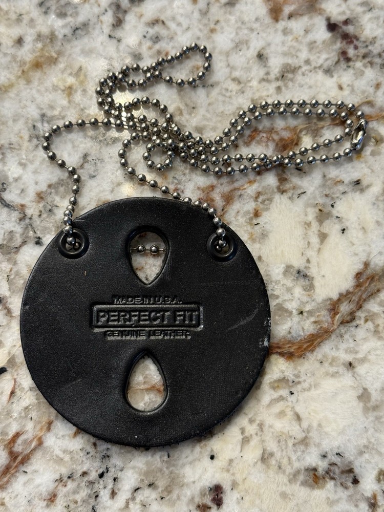 Leather Round Badge Holder Neck Chain