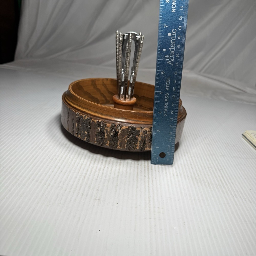 Rusticware Vintage Tree Bark Walnut Nut Bowl with Nut Cracker & 6 Picks