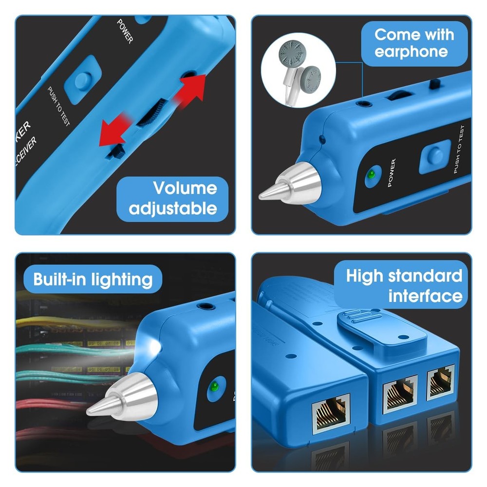 Cable Tracer Ethernet Network Cable Tester RJ45 RJ11 - Wire Toner Tracker CAT...