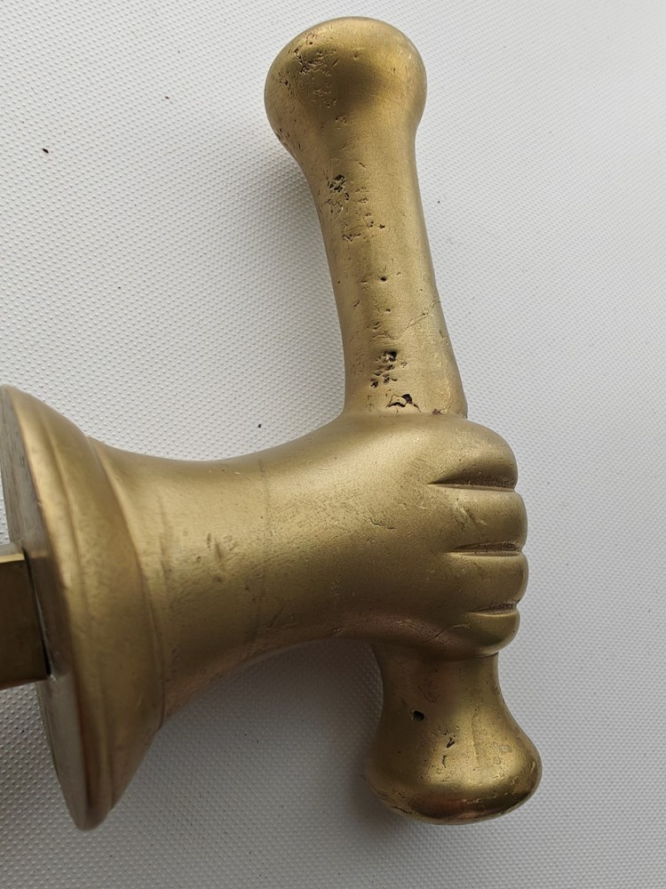 Vintage Brass Fist Hand With Scroll Door Pull Safe Handle
