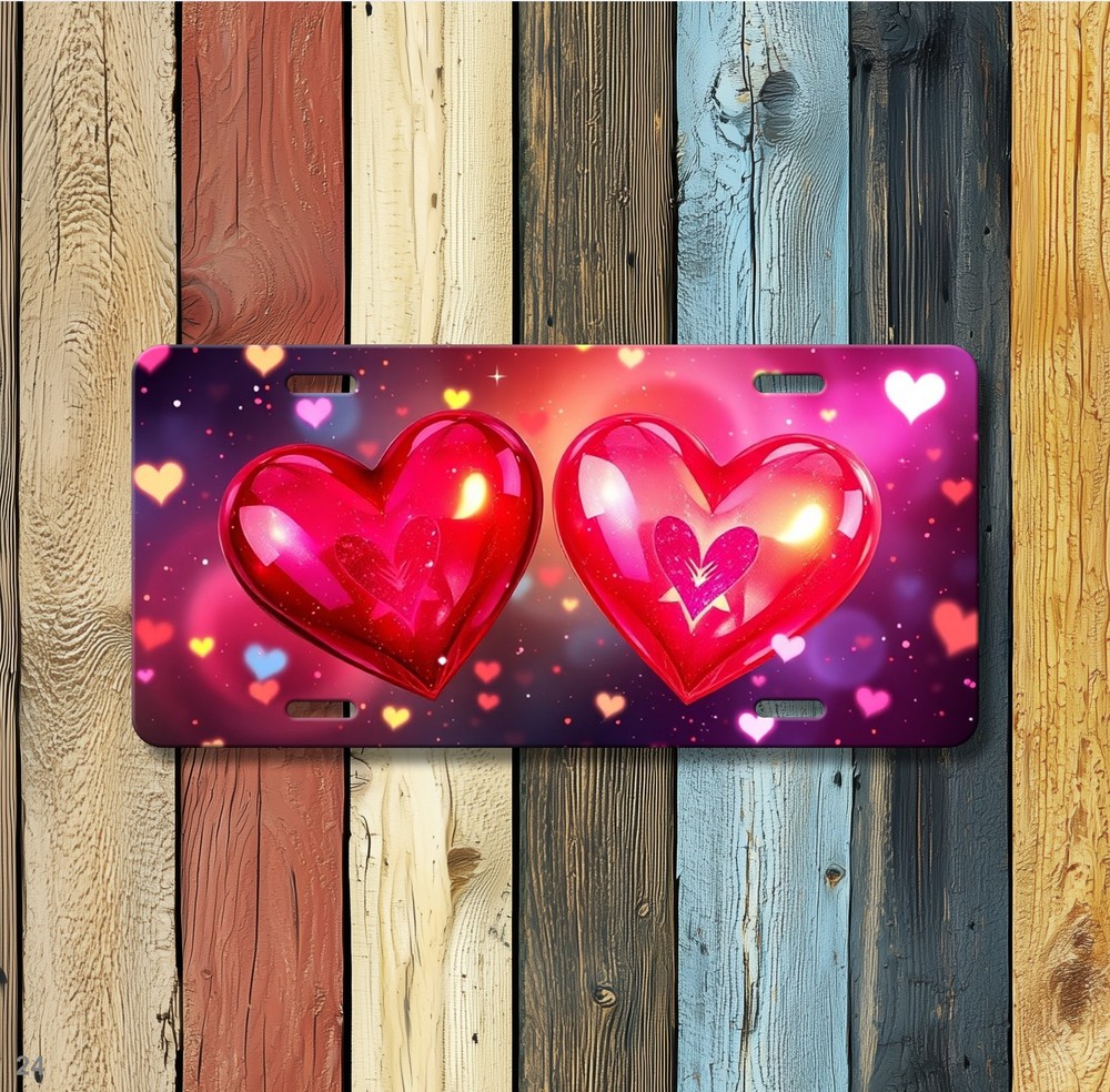 Romantic Hearts License Plate Customizable Front Bumper Plate Birthday Gift