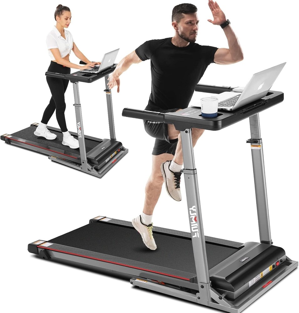 Treadmill with Desk Workstation & Adjustable Height, 300 LBS Weight Capacity