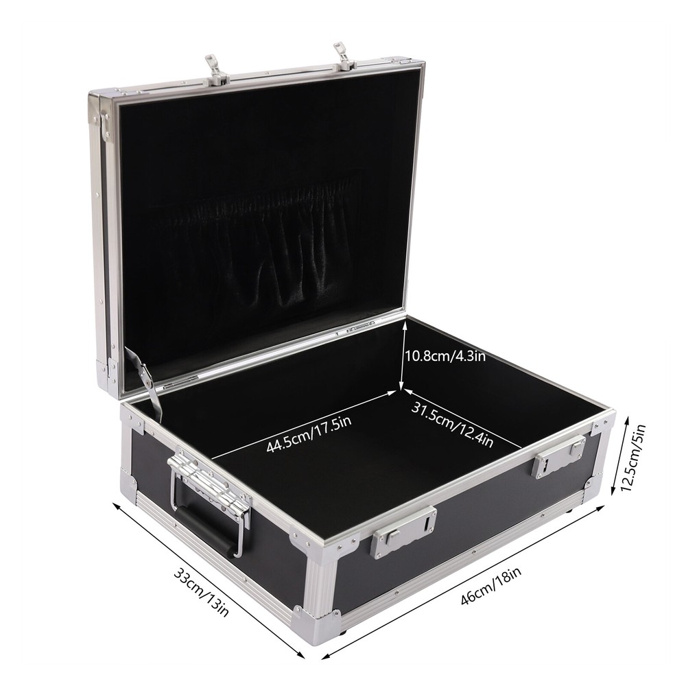 Aluminum Hard Case Briefcase Toolbox Storage Box Tool Case Black Carrying Case