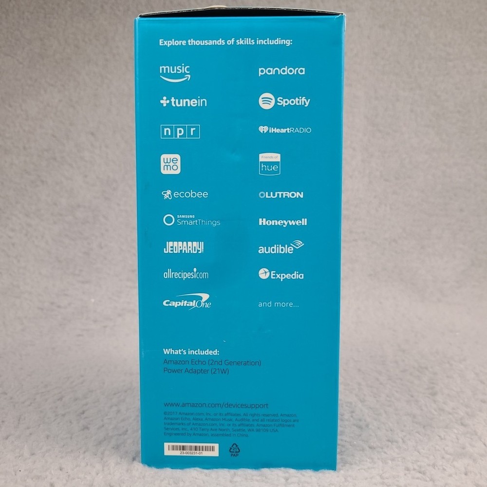 Amazon Echo 2nd Generation Smart Assistant Charcoal Fabric Bluetooth New Sealed