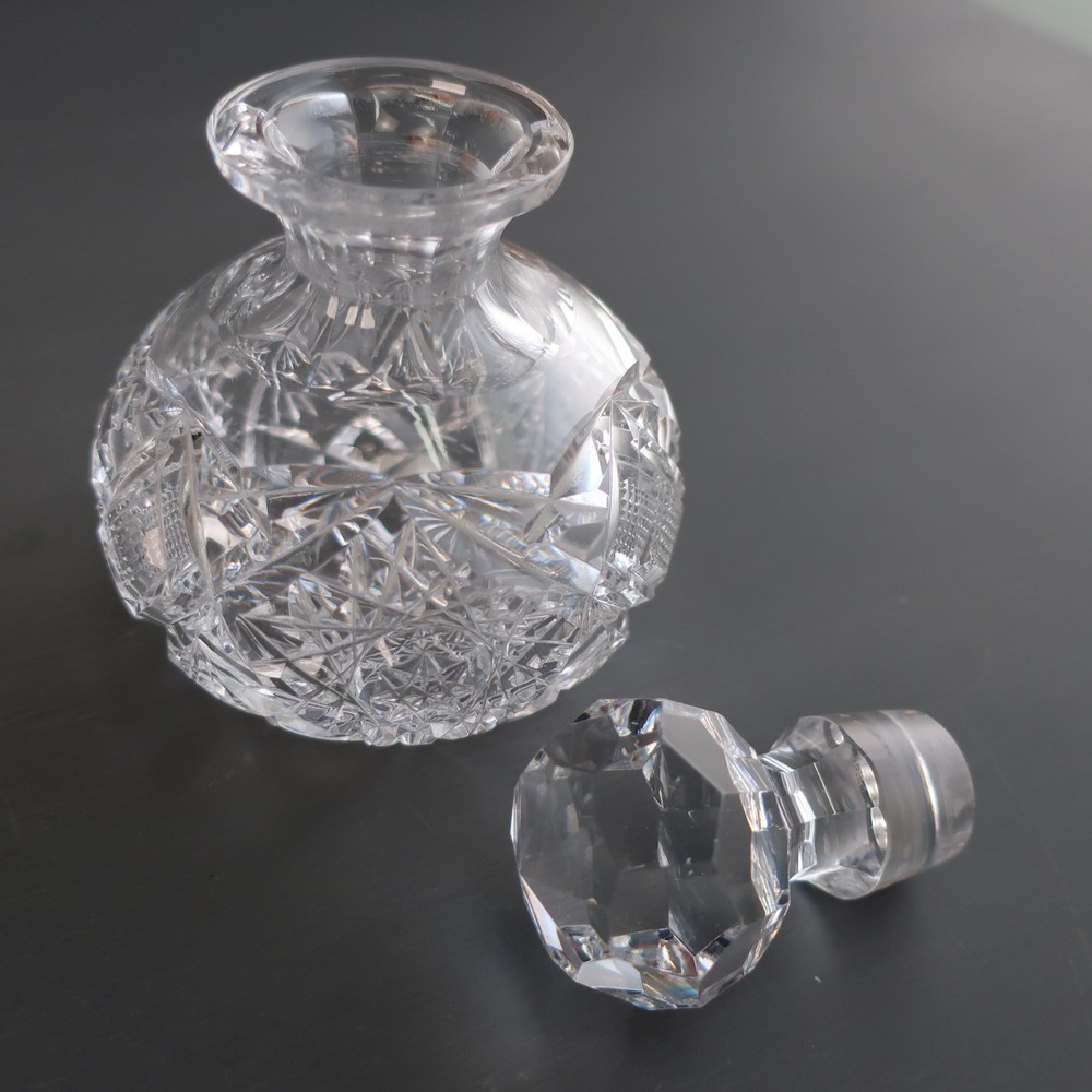 Small Hand Cut Glass Crystal Perfume Bottle