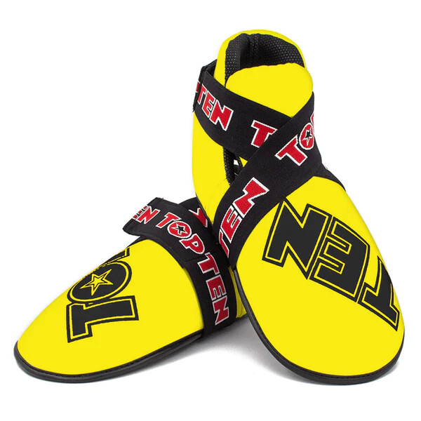 TOPTEN SUPERLIGHT YELLOW White Glove Boot Switch strap KARATE TKD SAFETY SET