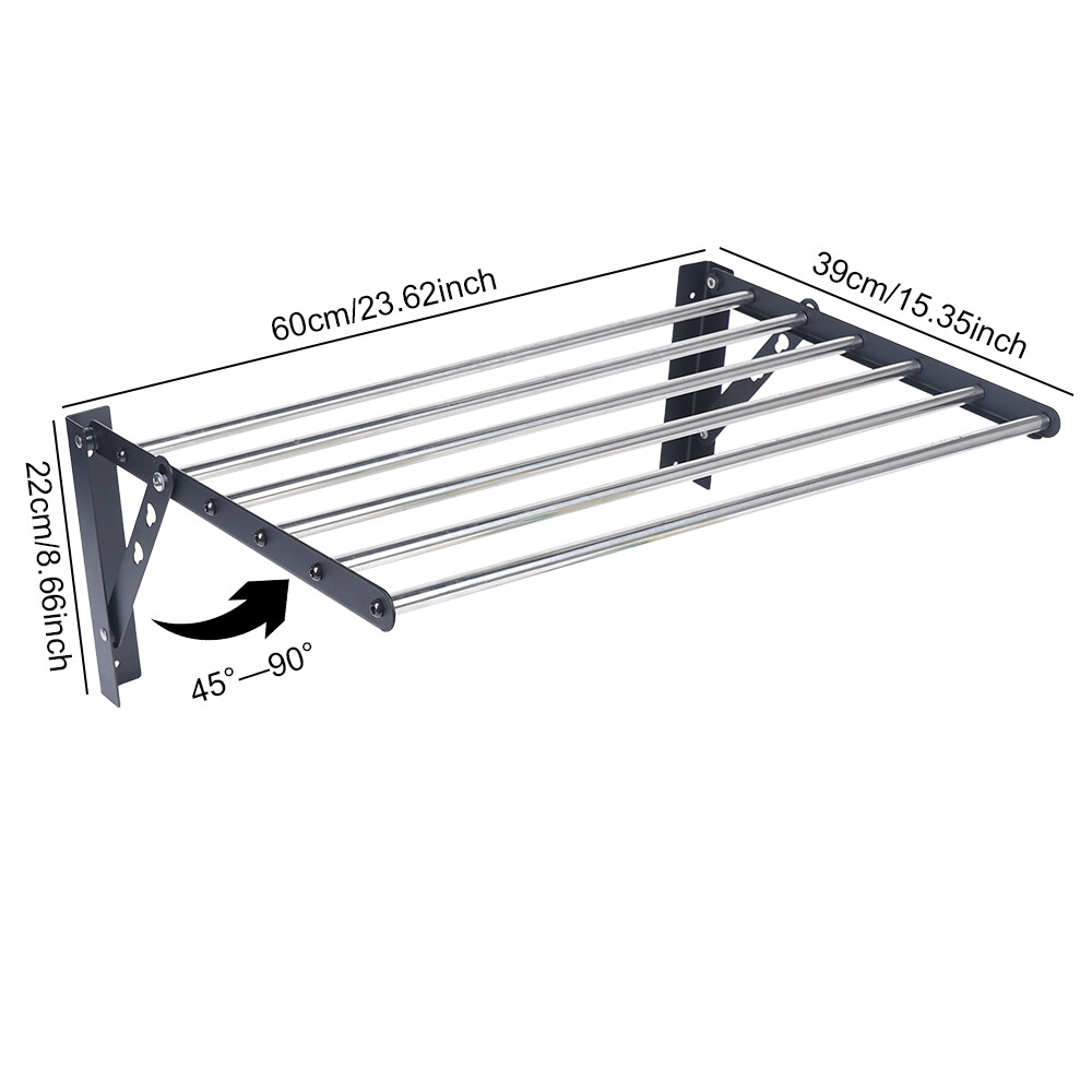 Wall Mount Drying Rack Retractable Folding Dryer Hanger Laundry Clothes Rack
