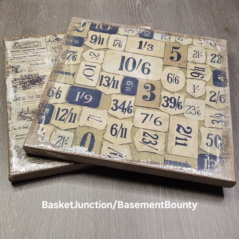 Tim Holtz: District Market Burlap Panels: Adverts, Numeric