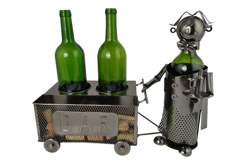 Wine Bottle Rack with Cork Holder Holds 2 Bottles