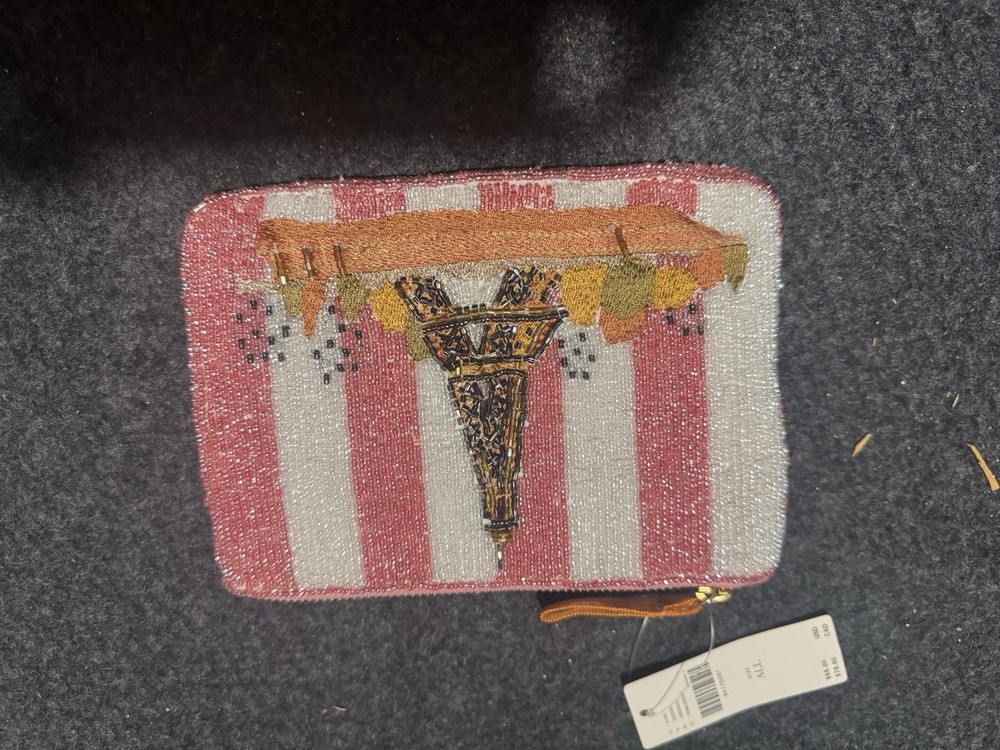 Anthropologie beaded pouch-pink