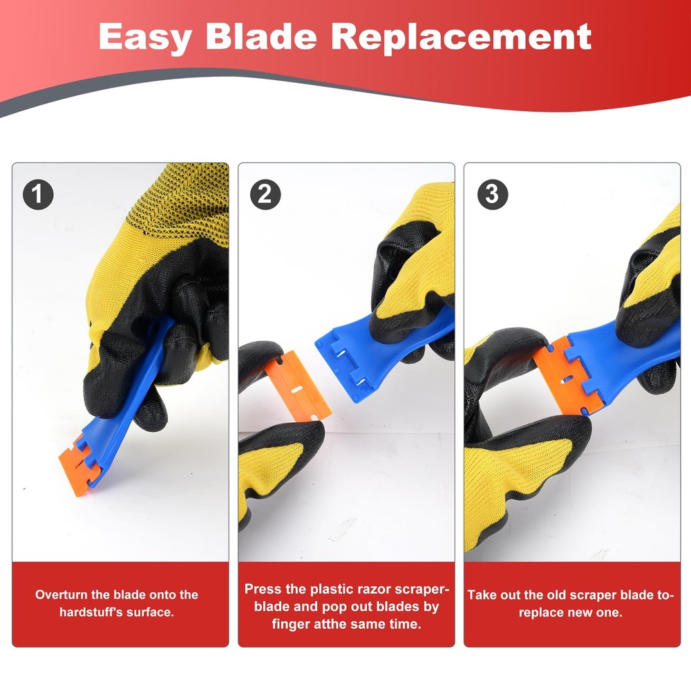 Razor Blade Scraper with 2 Pcs Plastic Scraper Tool for Cooktop Oven Window