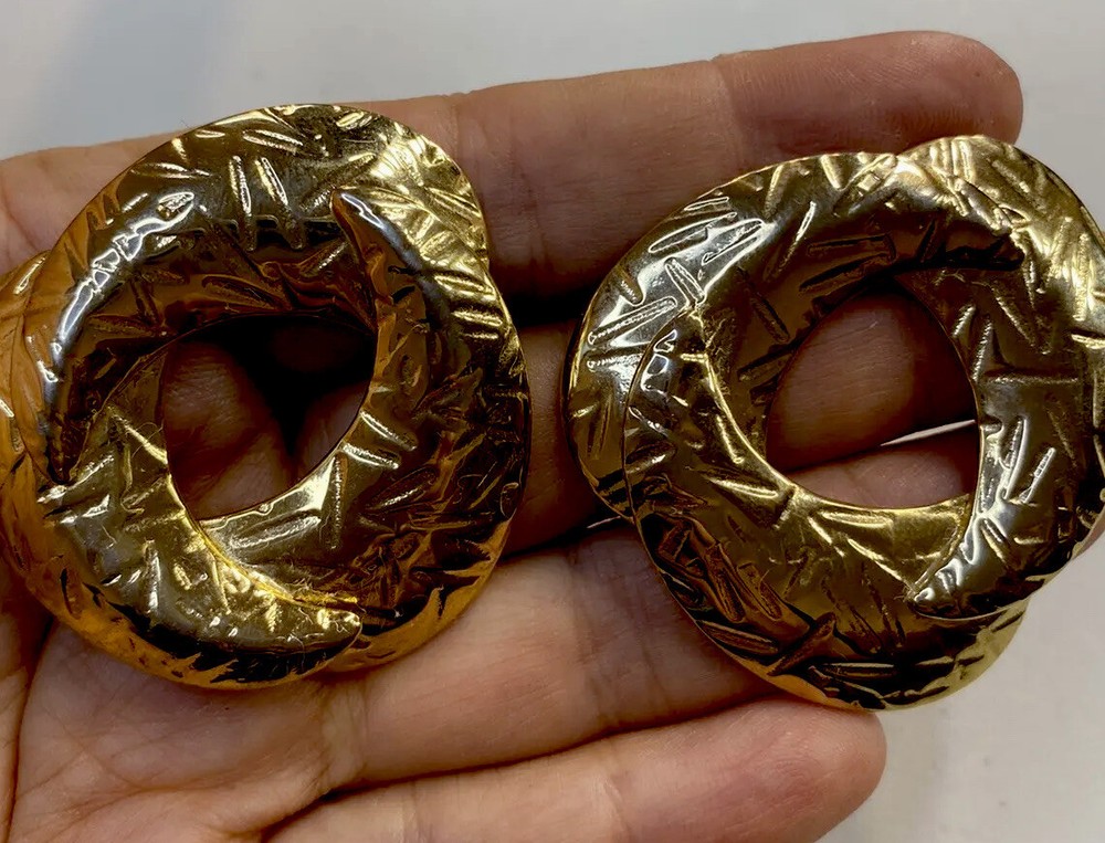 1.34  Large Runway Gold Tone Earrings