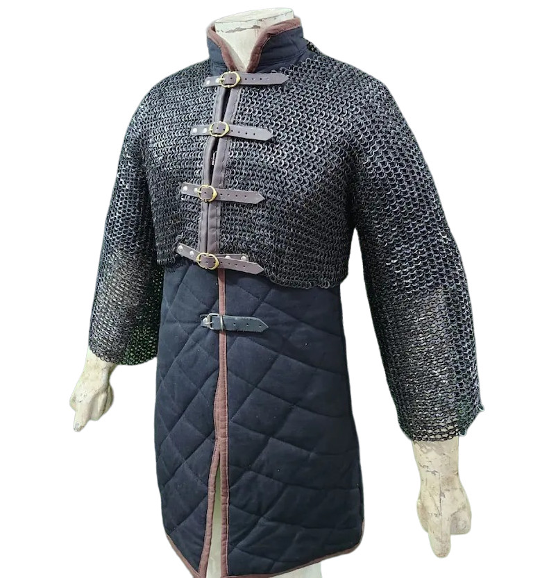 Half Body Chainmail Shirt 9 mm Flat Ring Front Open Riveted Chainmail Shirt