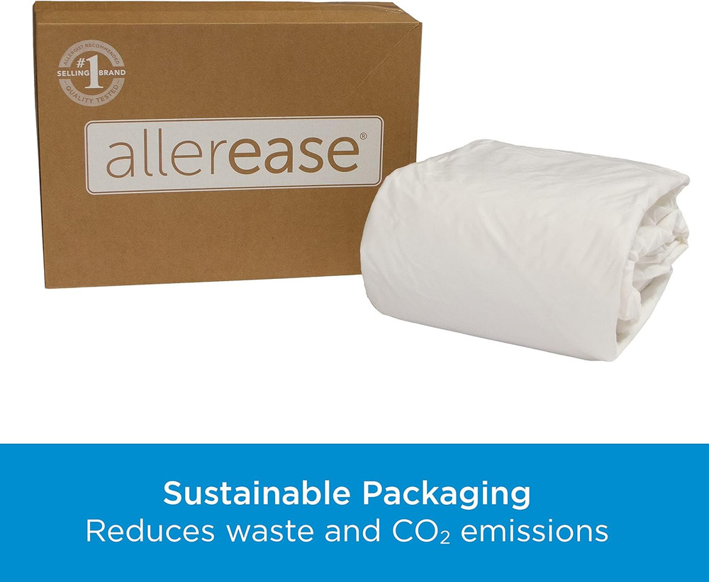 Allerease Waterproof Mattress Protector- Queen Size Polyester Zip Allergy Protec