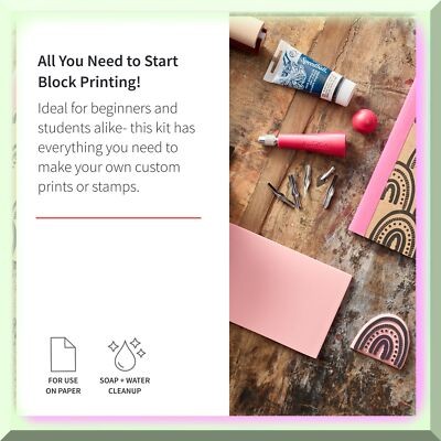 Complete Block Printing Kit with Ink and Tools
