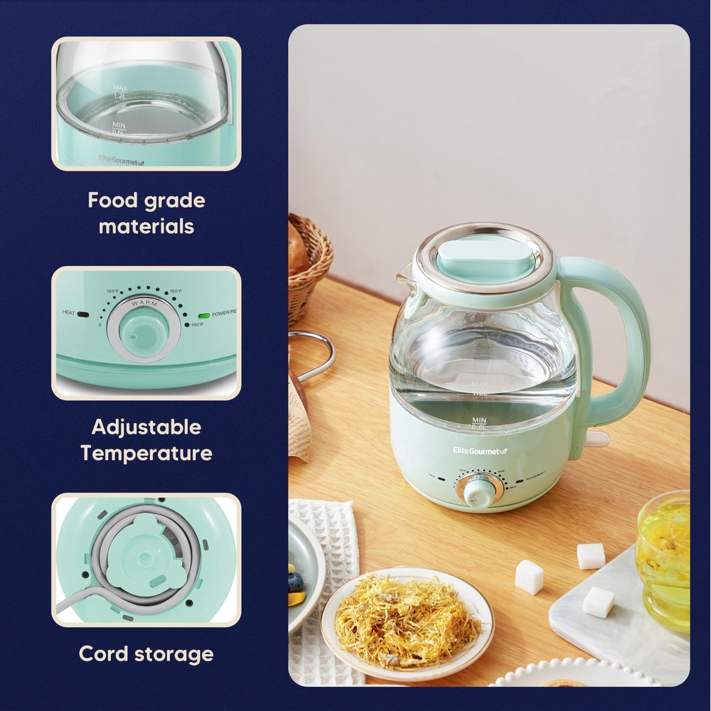 1.2L Glass Kettle, 1200W Fast Boil, Adjustable Temperature Control & Keep War...