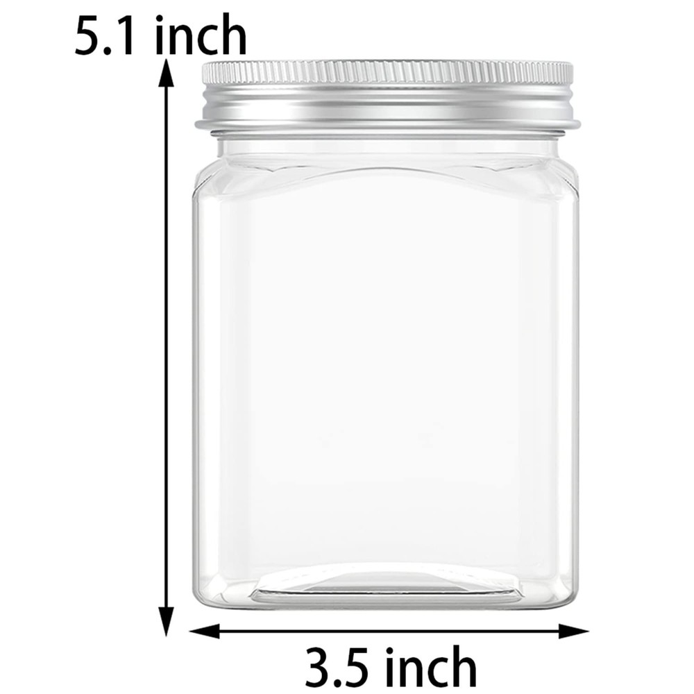 24 Oz Clear Plastic Jars 720mL Plastic Containers Reusable Empty Storage Jars...