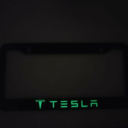 Glowing Tesla Stainless Steel License Plate Frame Holder 