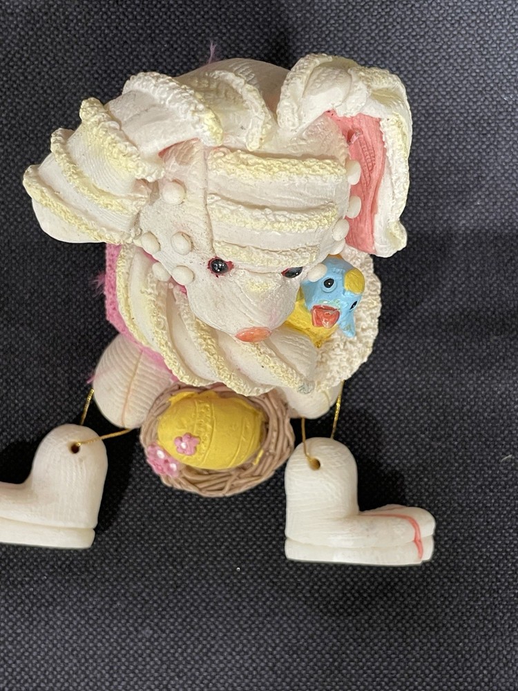 Yard works Posing Ceramic Bunny, Holding Lil Bluebird Easter