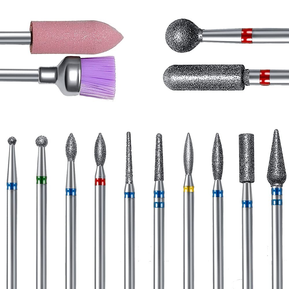 Precision 14pcs Nail Drill Bits for Professional Manicures - Portable & Durable