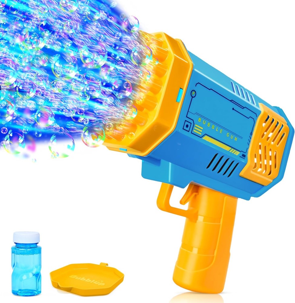 Rocket Bubble Machine - Auto Blaster with Solution, Gift Ages 3-8 Summer & Party