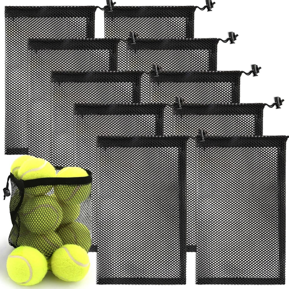 10PCS Mesh Bag - Drawstring Storage Net for Toys, NO, Black