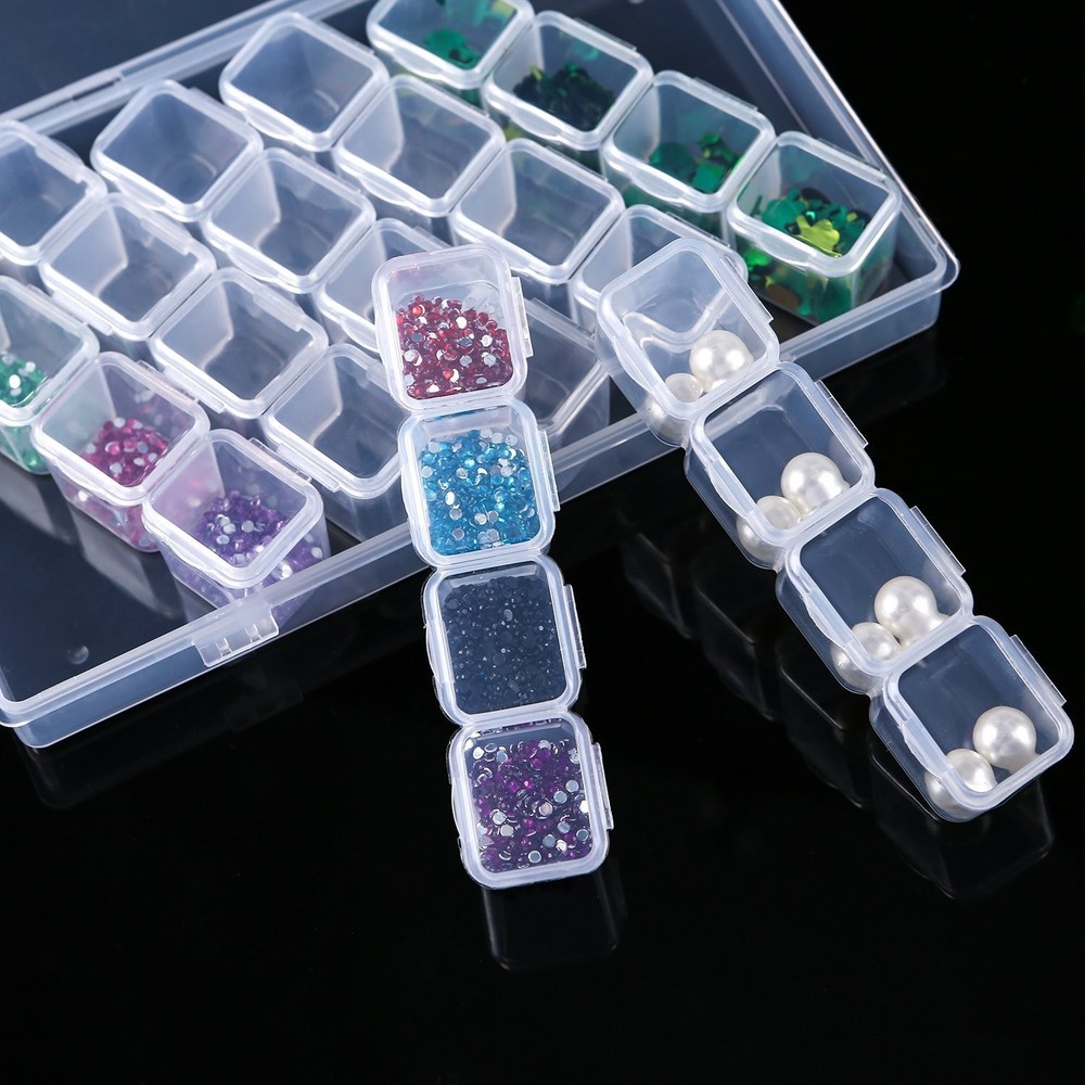 Eiito Diamond Painting Storage Containers, 2pcs 28 Grids Clear